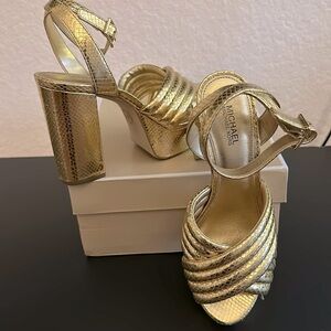 Michael Kors platform gold sandal size 6